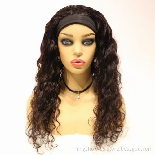 Wholesale 100% Brazilian human hair straight long headband wigs